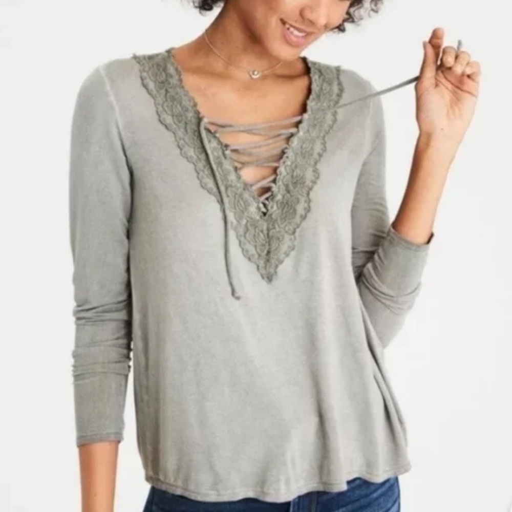 American Eagle Soft and Sexy Green Shirt Large